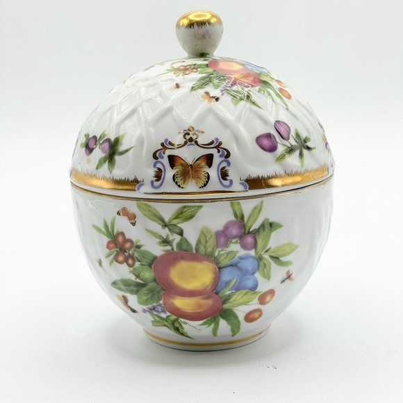 I. Godinger & Co. Yorkshire Fruits and Butterflies Covered Round Sugar Bowl Lid