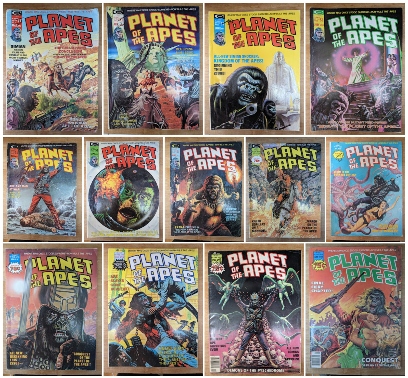 PLANET OF THE APES Lot of (13) #6, 7, 9-21 Curtis Marvel Comics 1974 Bronze Age