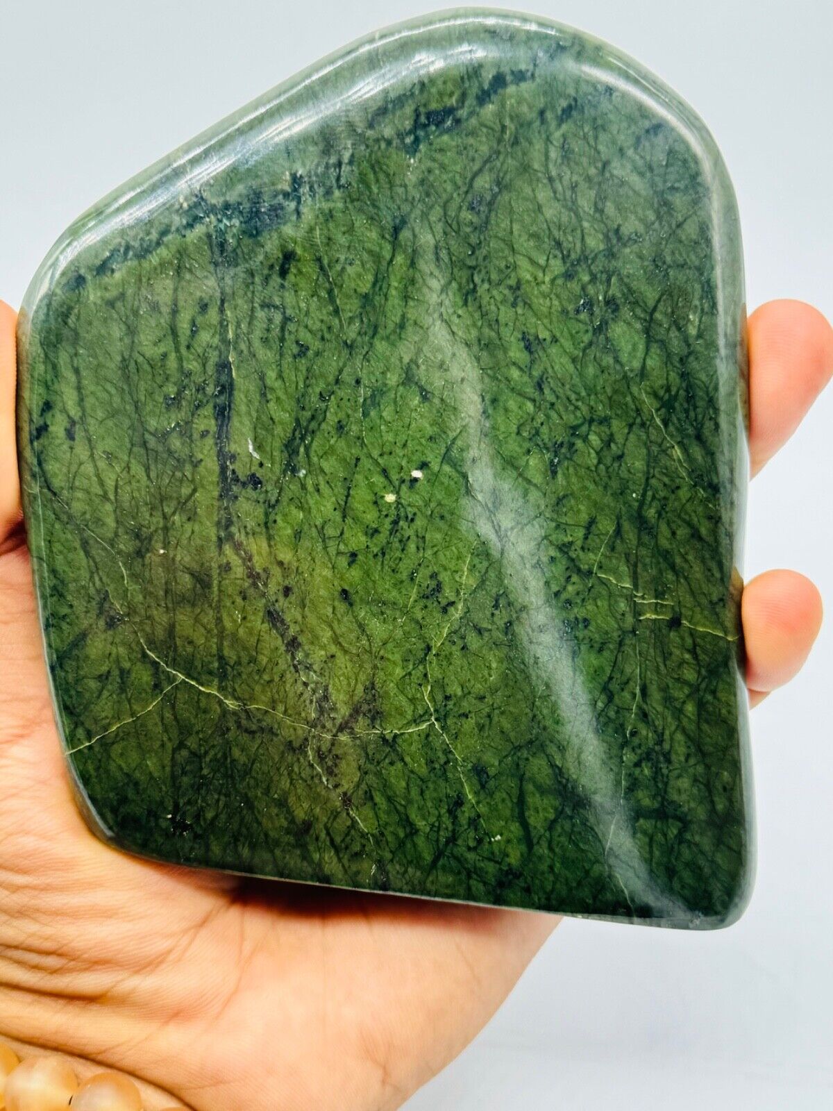Natural Nephrite polished freeform/ tumbled stone from Pakistan- 622 grams