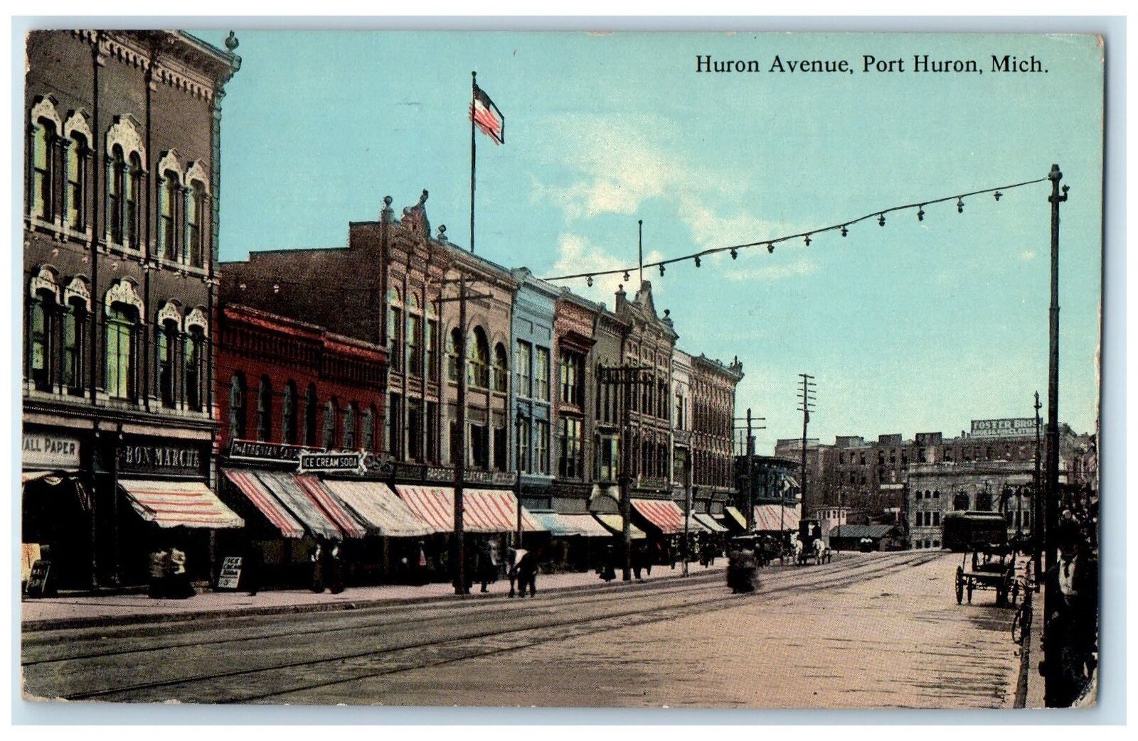 1913 Huron Ave. Railway Dirt Road Carriage Building Port Huron Michigan Postcard