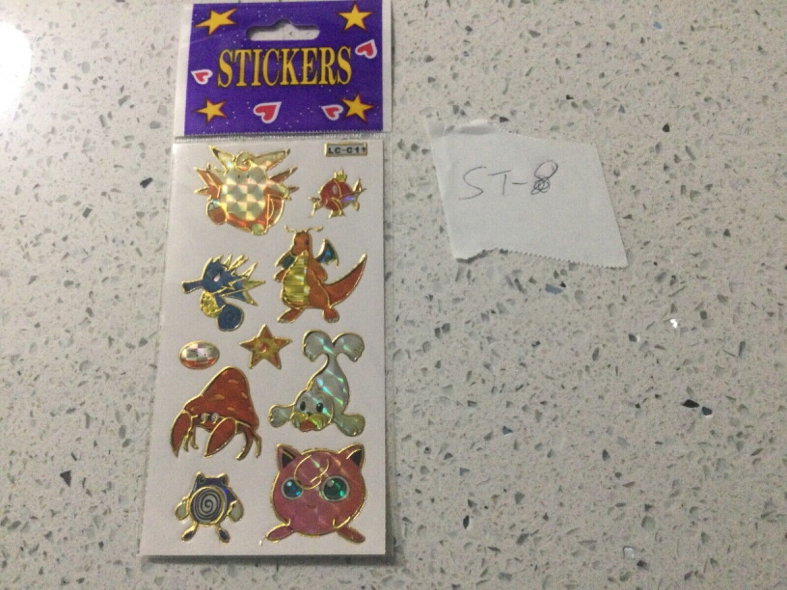 Vintage 1999 Pokemon Prism Sticker sheet Dragonite,Jiggypuff,POLIWAG and more
