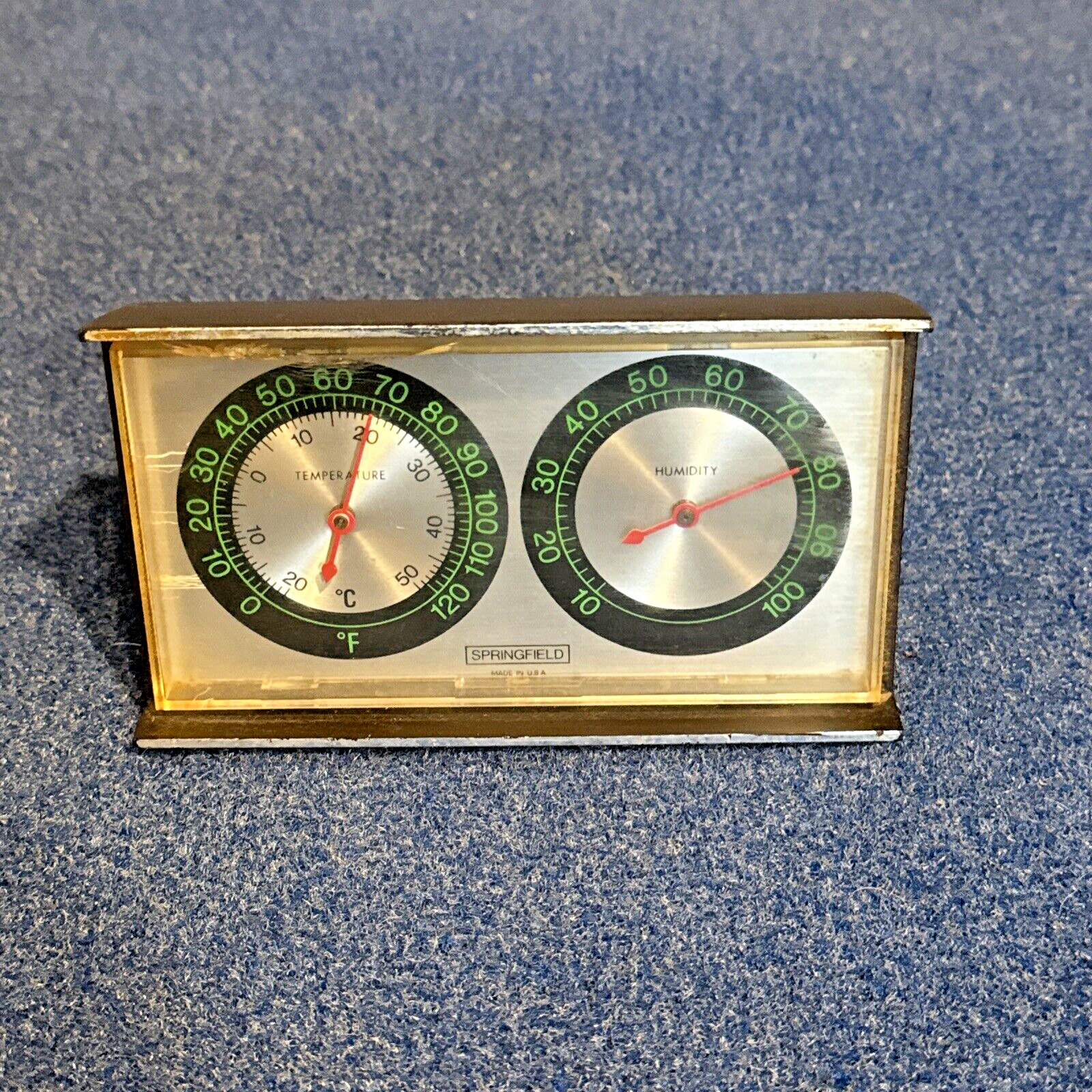 Vintage Springfield Temperature and Humidity Gauge