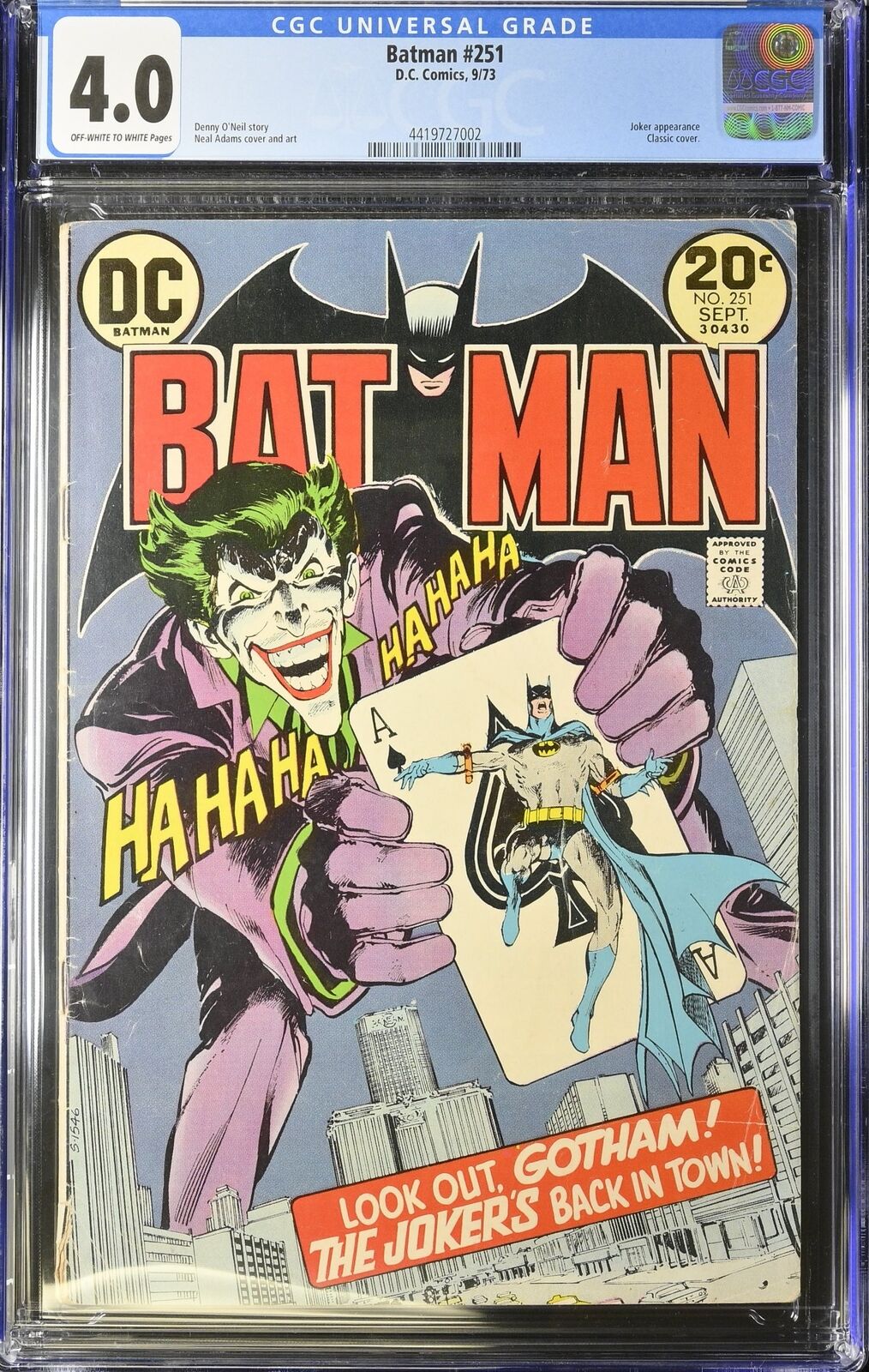 Batman #251 CGC VG 4.0 Joker's Revenge Classic Neal Adams Joker Cover
