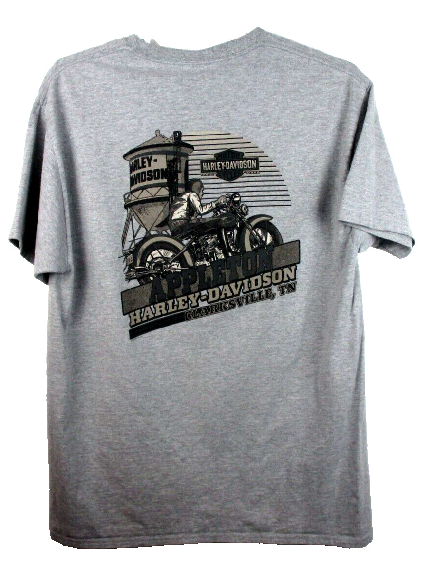 Harley Davidson Shirt Clarksville TN Appleton Racing Vintage Look Grey Men\'s XL