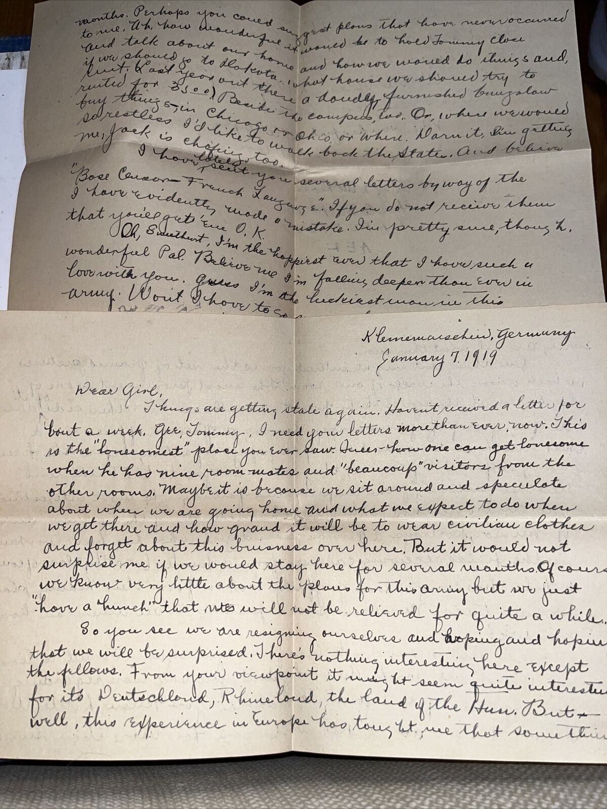 Antique January 1919 WWI Letter Home to Wife From Kleinmaischeid Germany Waiting