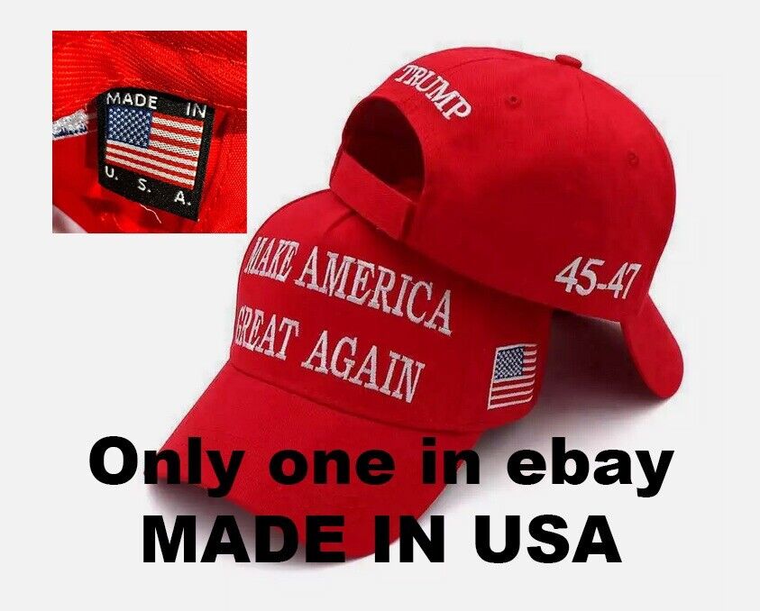 Made In USA Trump 2024 MAGA RED Hat 45-47 Baseball Cap Make America Great Again
