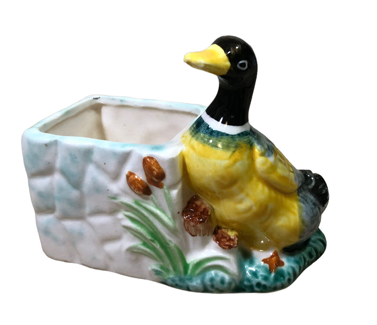 Vintage Glazed Ceramic Planter  Duck Planter Made in Japan