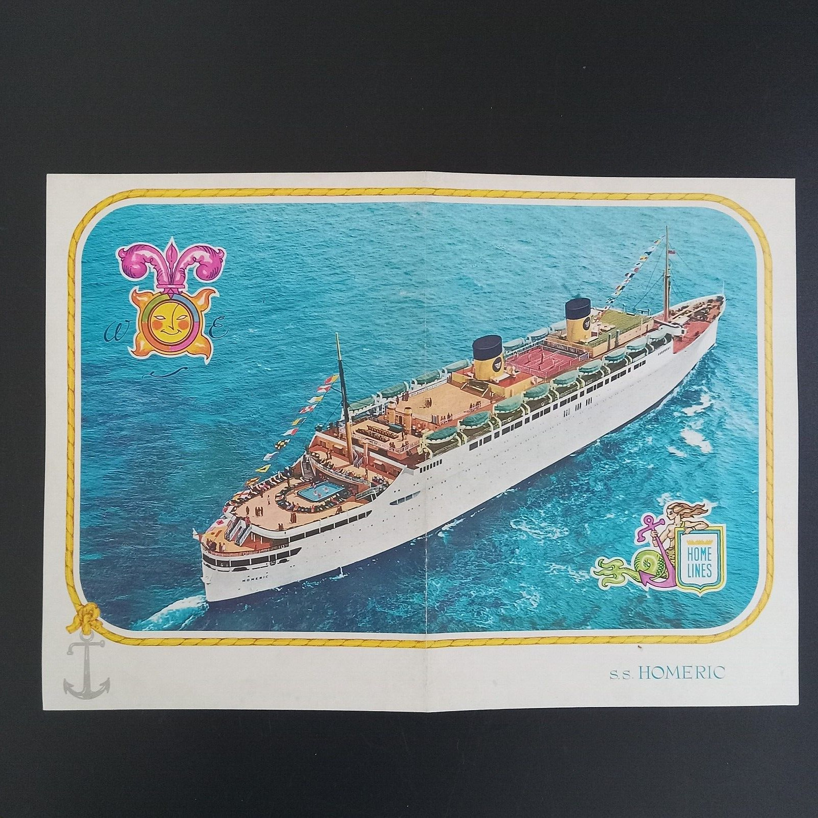 SS HOMERIC Home Lines Sun-Way Cruise Portrait Dinner Menu April 8th, 1973