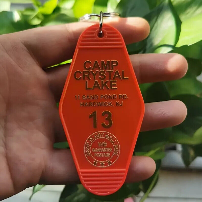 Friday The 13th Camp Crystal Lake Horror Movie Motel Hotel Cabin Keychain Orange