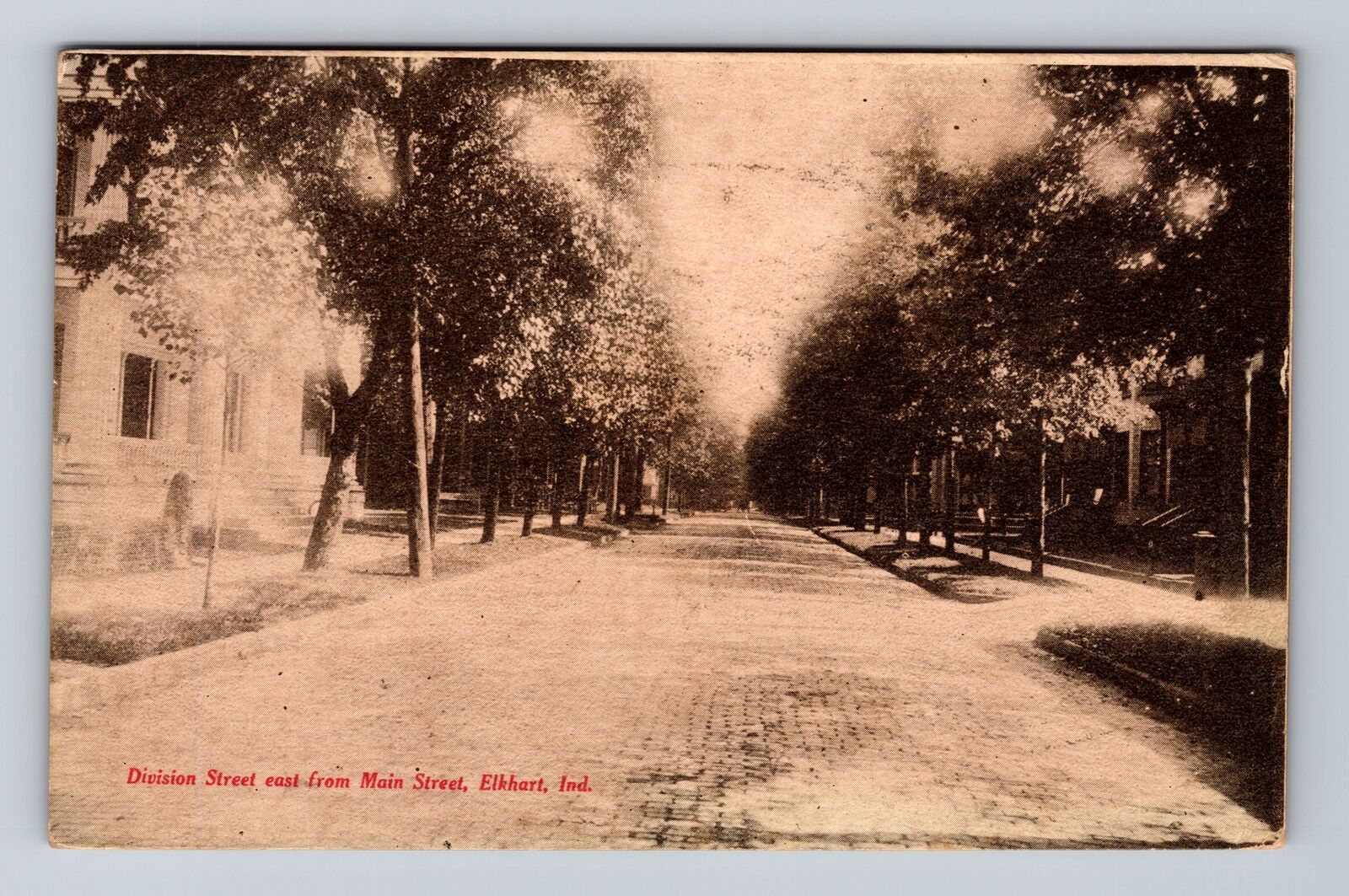 Elkhart IN-Indiana, Division Street East from Main, Antique Vintage Postcard