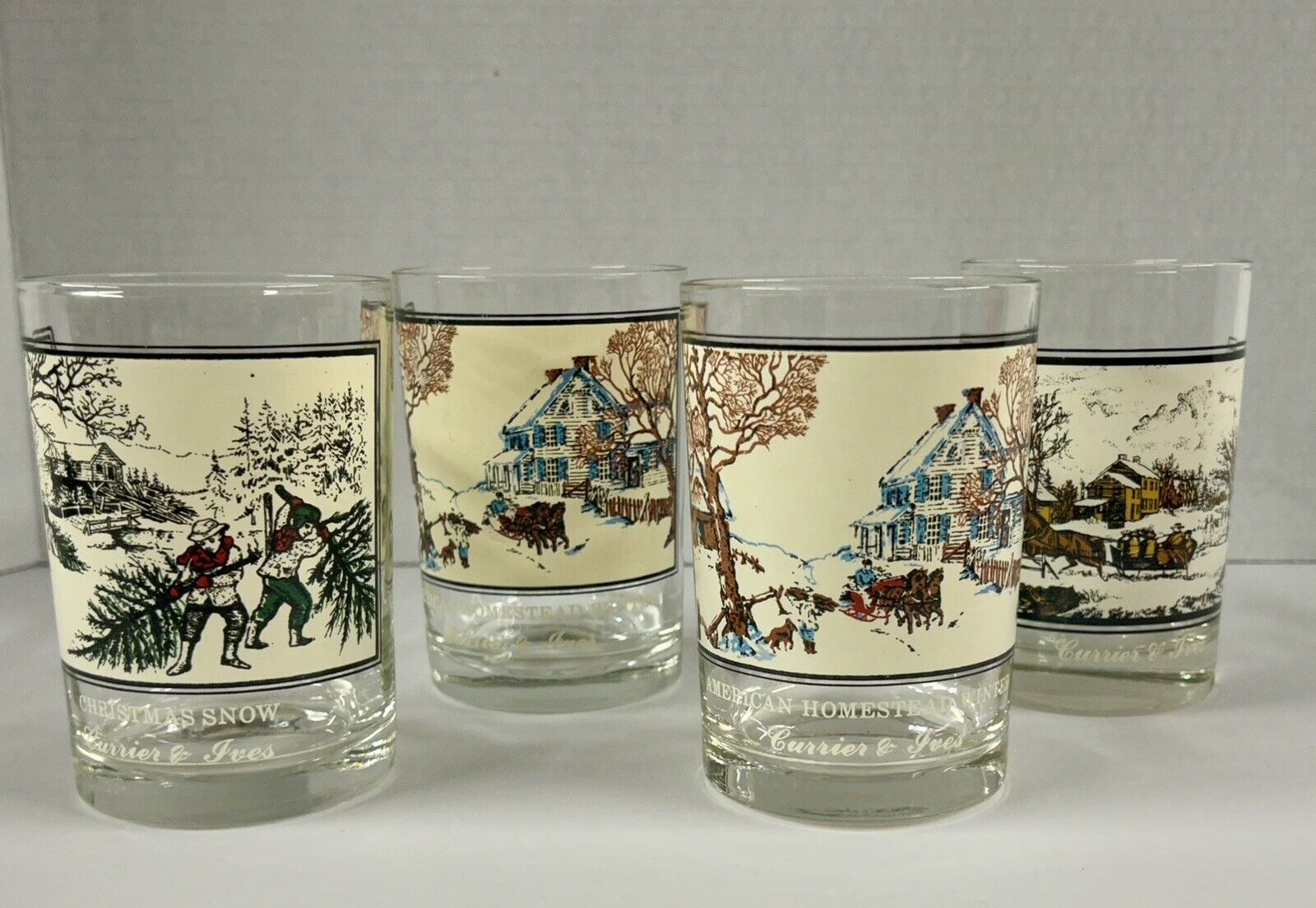 Vintage Currier and Ives 1981 Arby's Collector Series Drinking Glasses Set Of 4