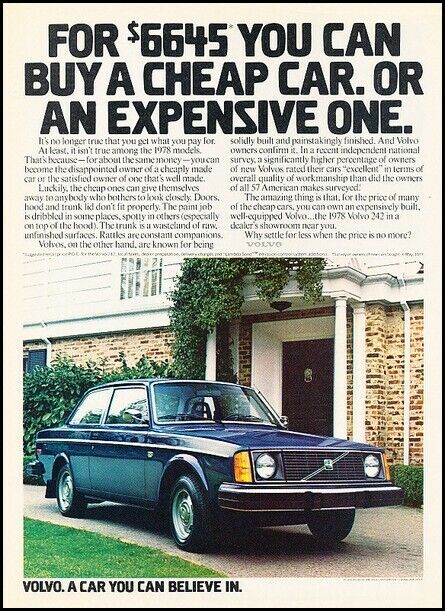 1978 Volvo 142 2-door Original Advertisement Print Art Car Ad K115