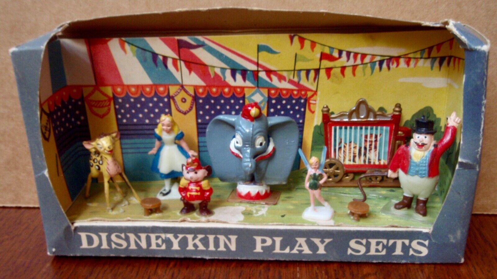 Vintage 1961 Marx Toys Walt Disney Disneykins Dumbo Circus Play Set Complete
