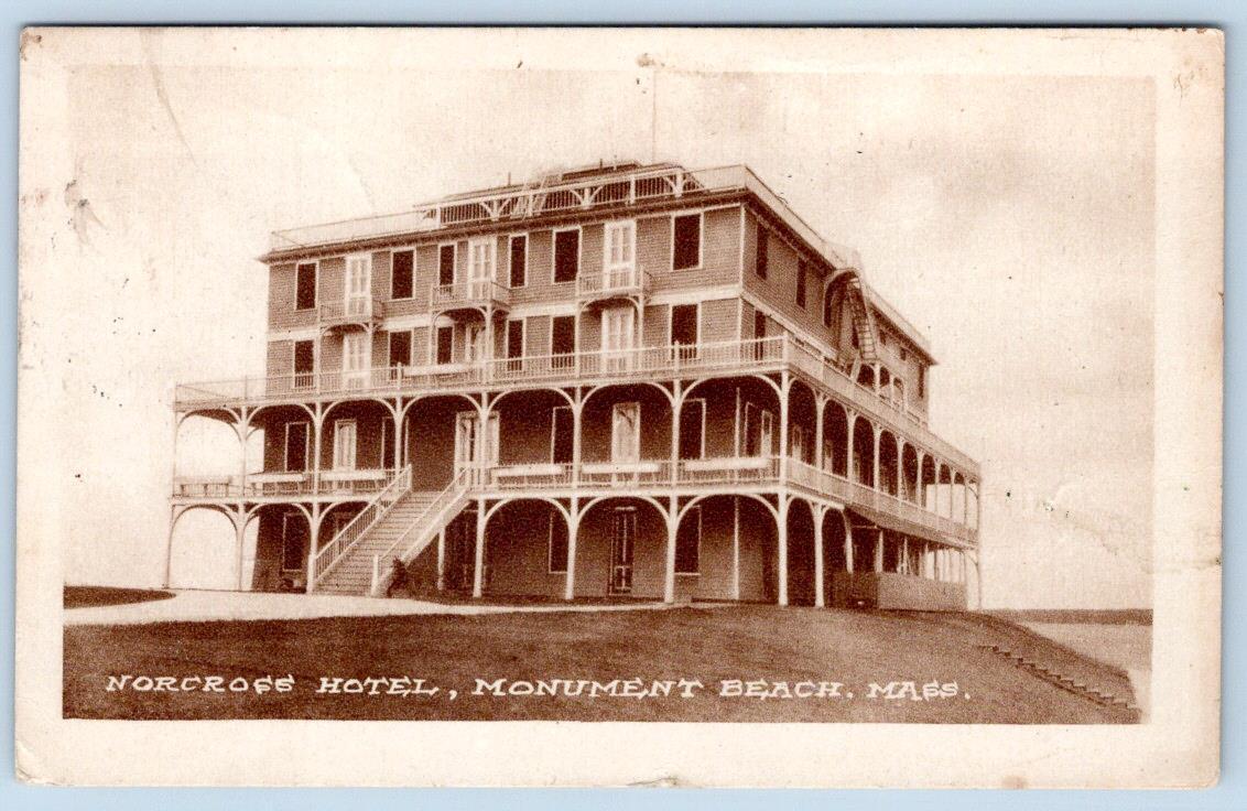 1910-20's RPPC NORCROSS HOTEL MONUMENT BEACH MASSACHUSETTS NOMIS PHOTO POSTCARD