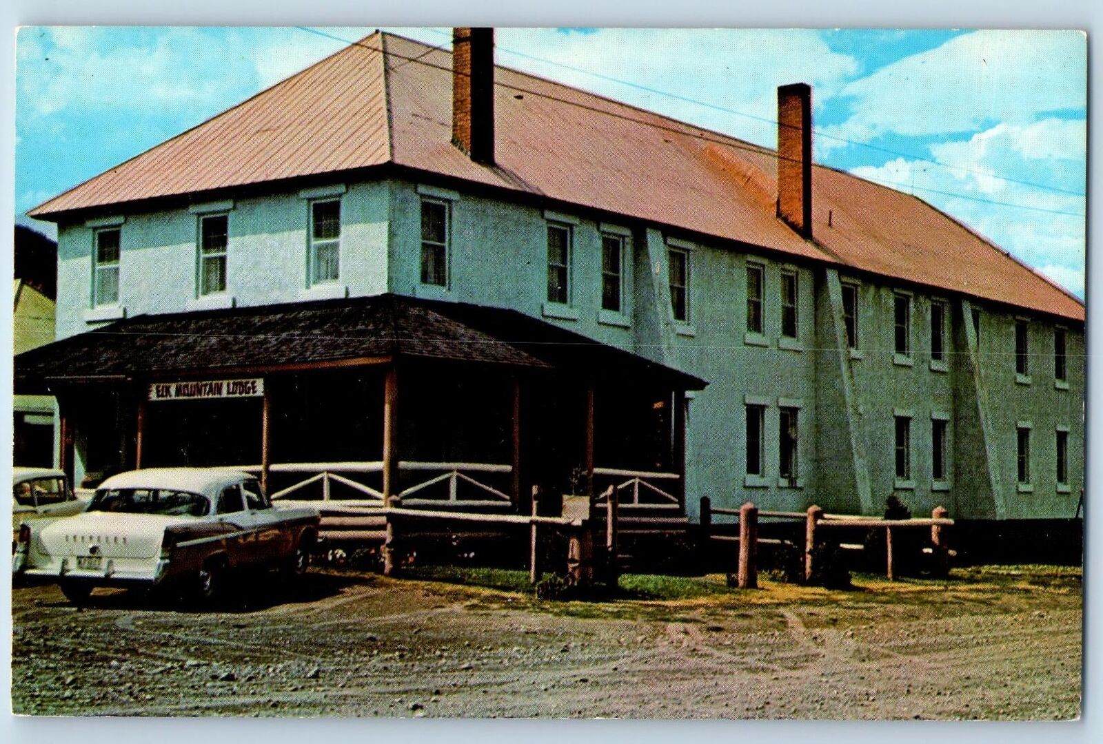 Crested Butte Colorado CO Postcard The Elk Mountain Lodge Cars c1960\'s Vintage