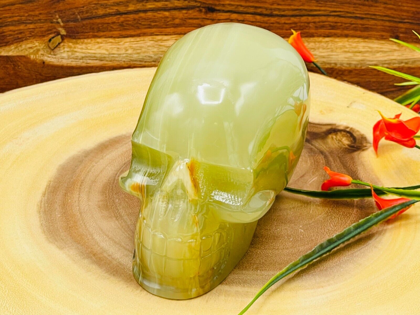 Multi Green Onyx Skull, Green Marble Onyx Skull, Realistic Detail, Skull Stone
