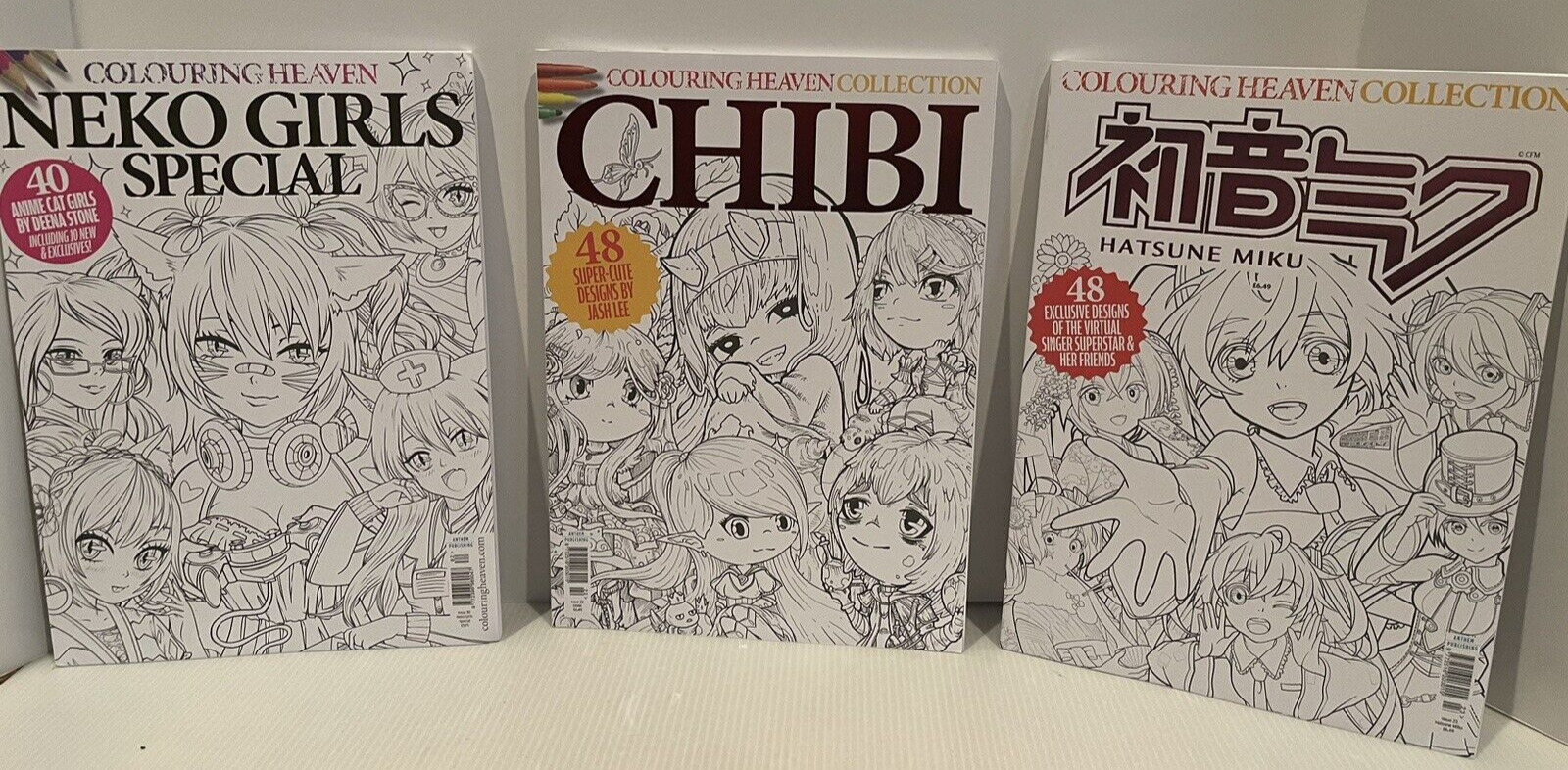 3PC LOT COLOURING HEAVEN MAGAZINE Neko Girls, Chibi, Hatsune Miku Special ISSUE