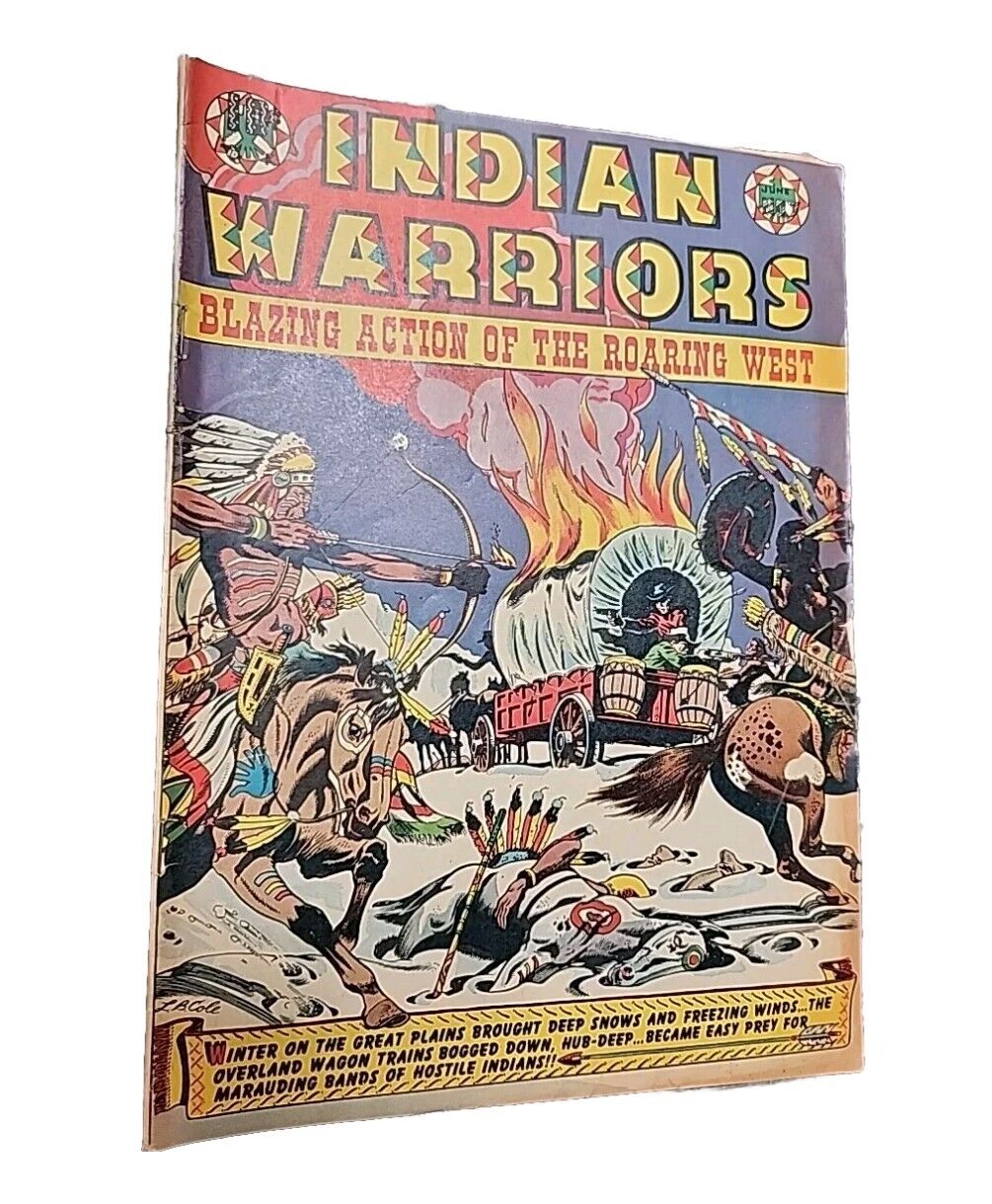 Indian Warriors #7 Star Publishing 1951 LB Cole cover Attacking a wagon train