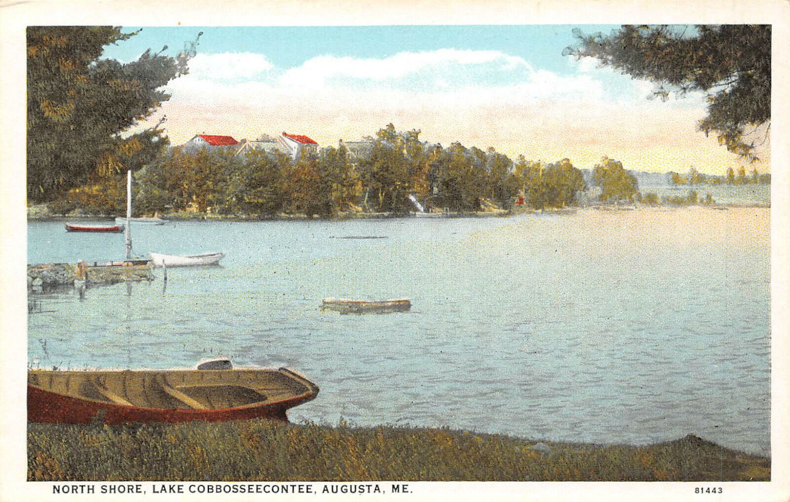 North Shore, Lake Cobbosseecontee, Augusta Maine VINTAGE Postcard Unposted