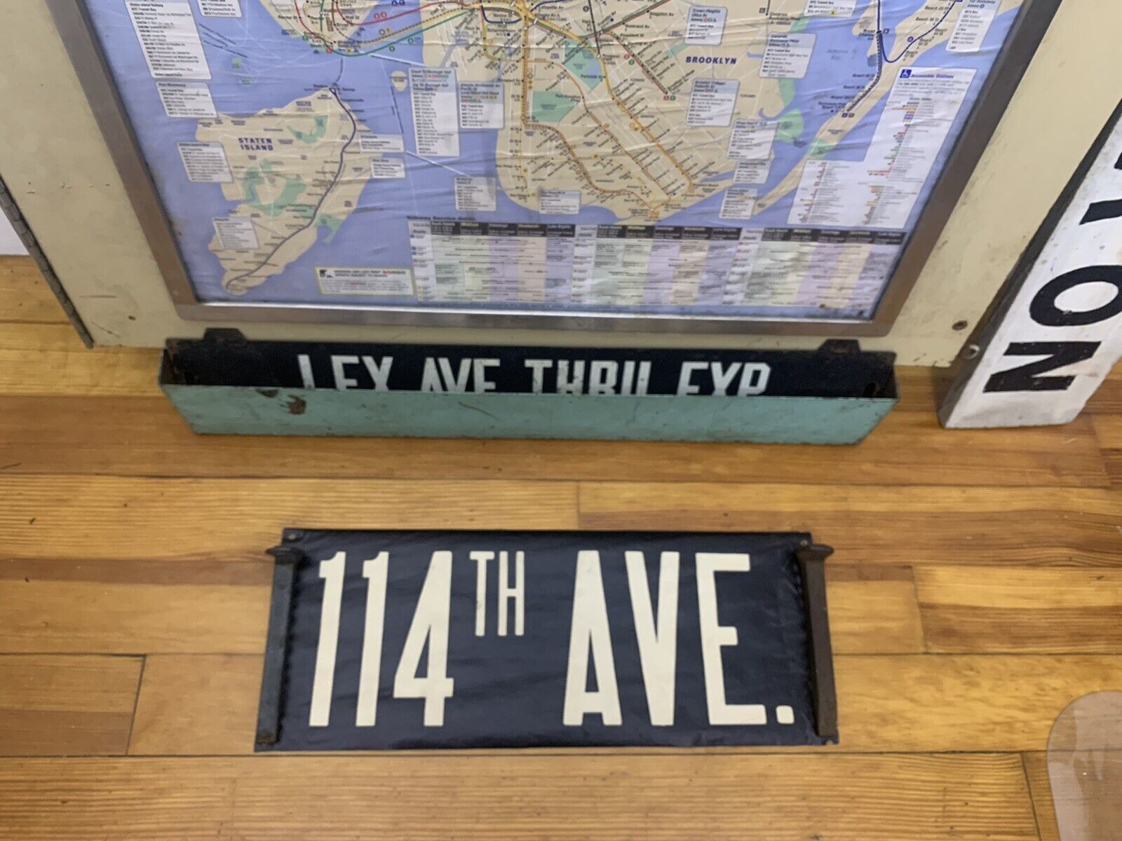 VINTAGE NY NYC BUS ROLL SIGN 114th AVENUE 1956 COPPER COLLECTIBLE QUEENS ART