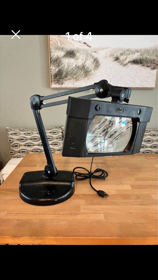 Vintage Luxo Desk/Table Magnifier Lamp Rectangle Head WORKS Tube Type PL-7