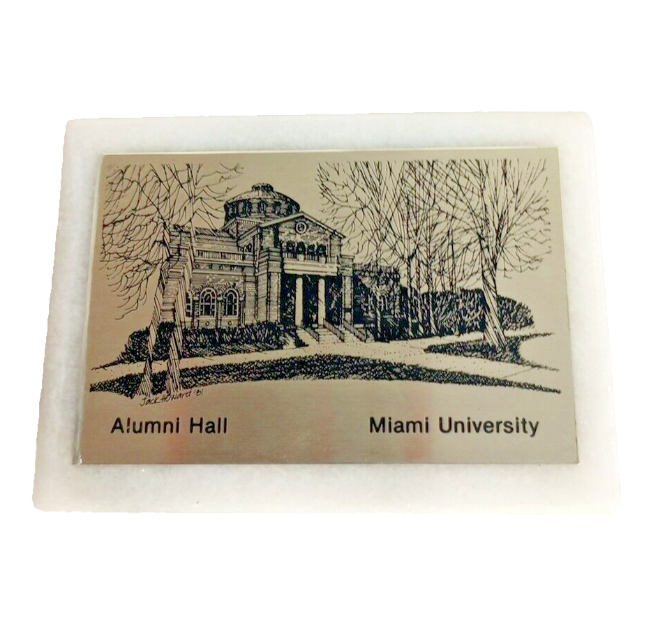 1970-80s Oxford Ohio Miami University Alumni Hall Marble & Metal Paperweight