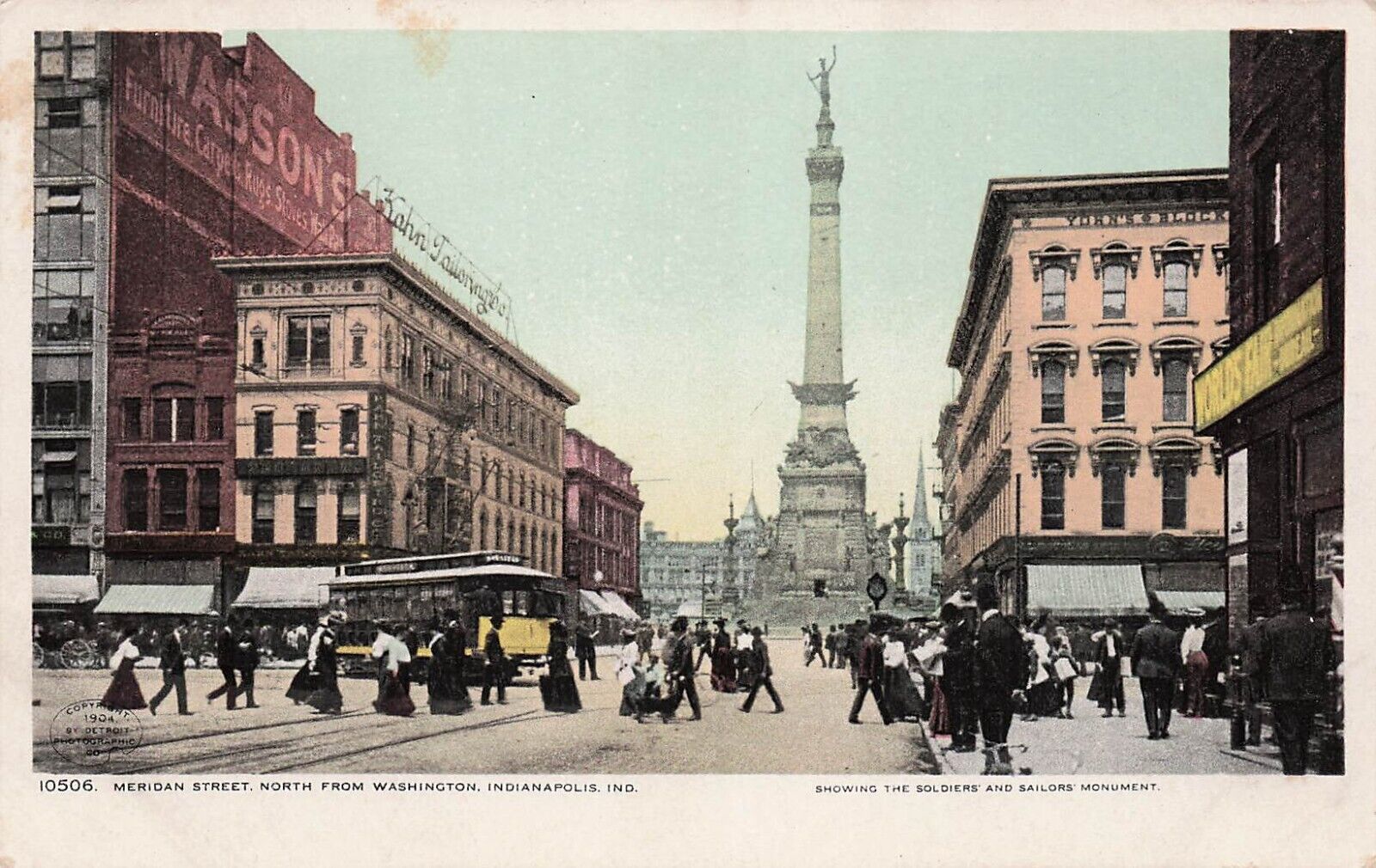 Indianapolis IN Indiana Meridian Main Street Downtown Statue Vtg Postcard E10