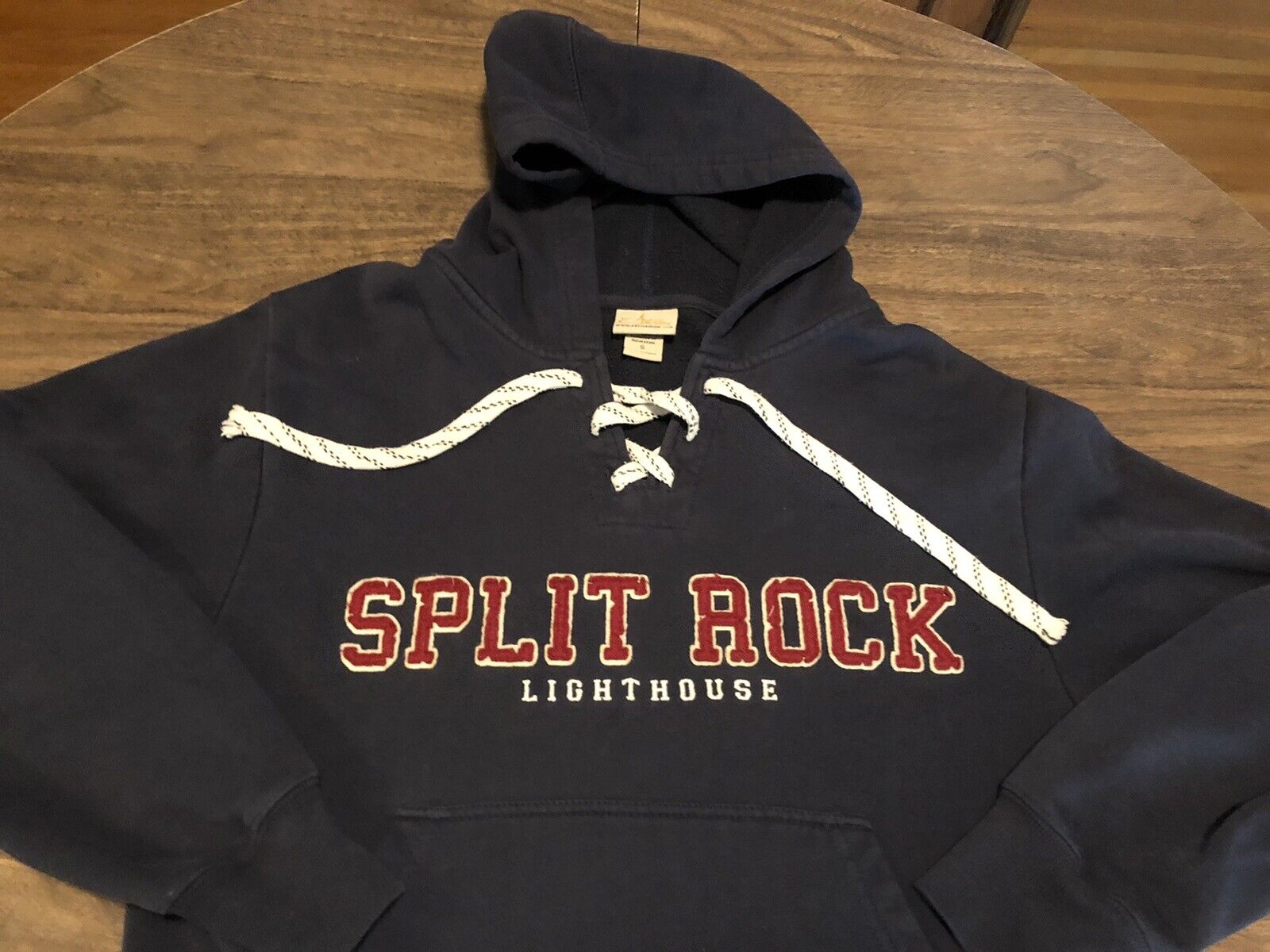 Split Rock Lighthouse Minnesota Embroidered Logo Small Blue Hoodie Sweatshirt