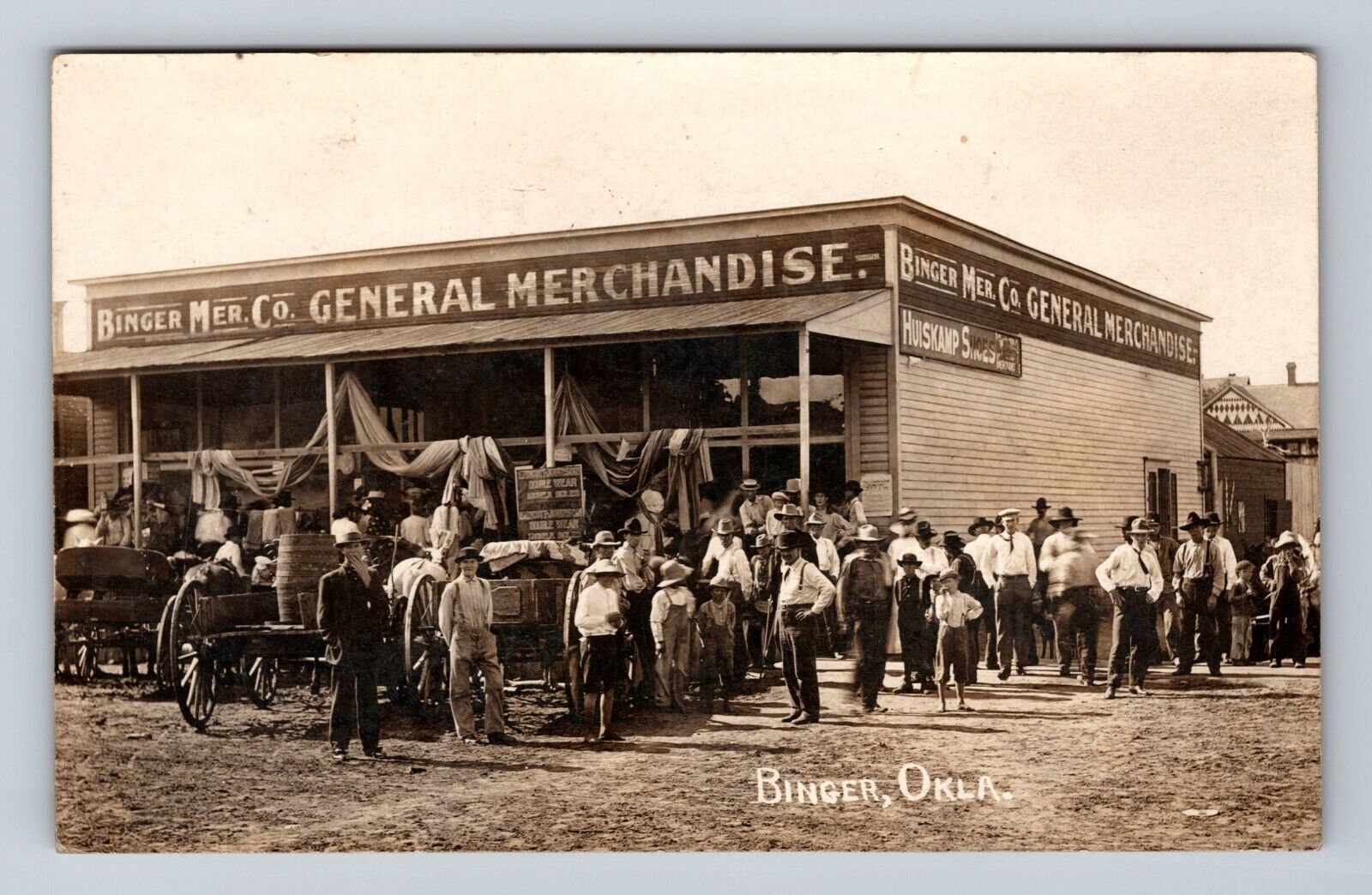 Binger OK-Oklahoma, RPPC:  General Merchandise Store, Vintage c1909 Postcard