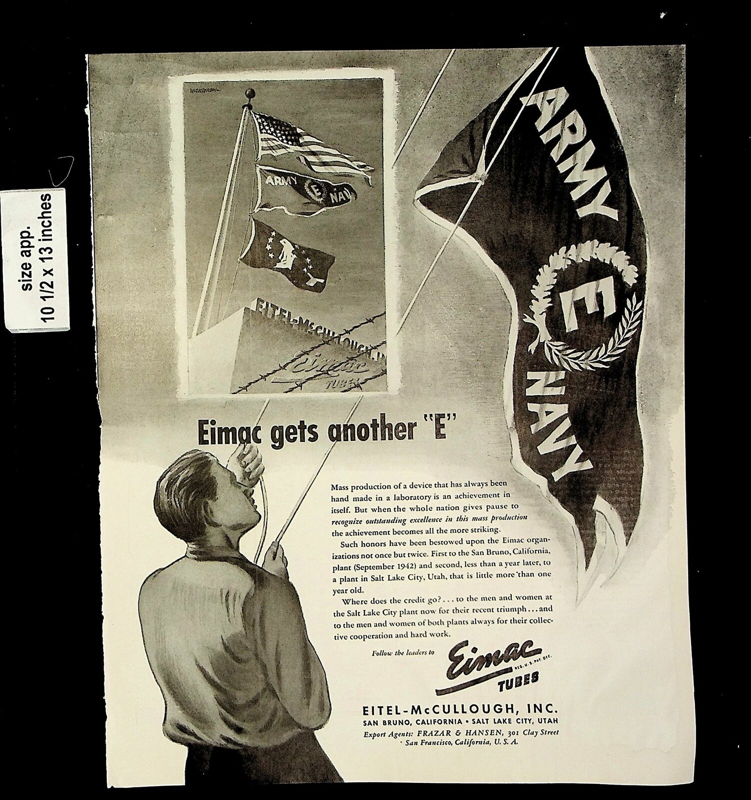 1943 Army E Navy Eimac Tubes gets another E Vintage Print Ad 19951