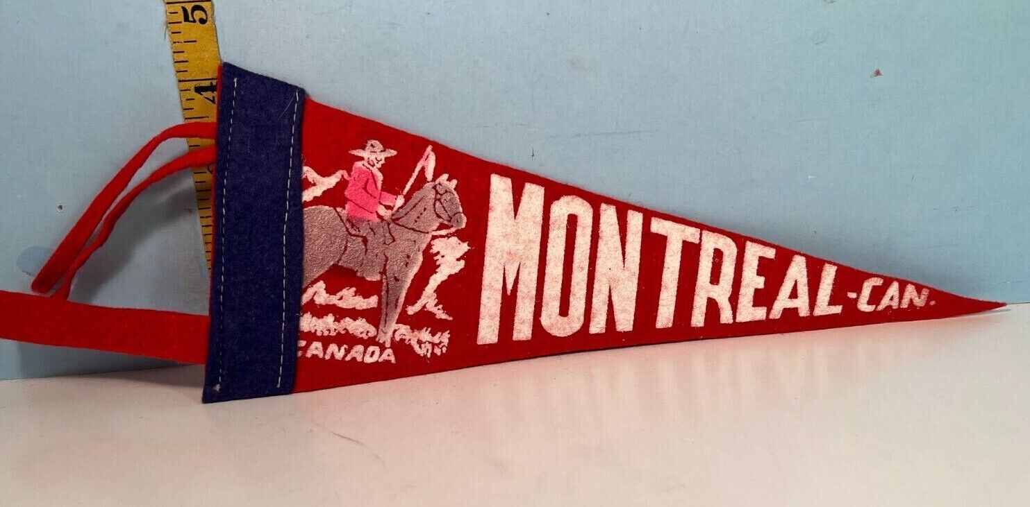 Vintage Montreal Canada Canadian Mountie Logo Small Pennant 