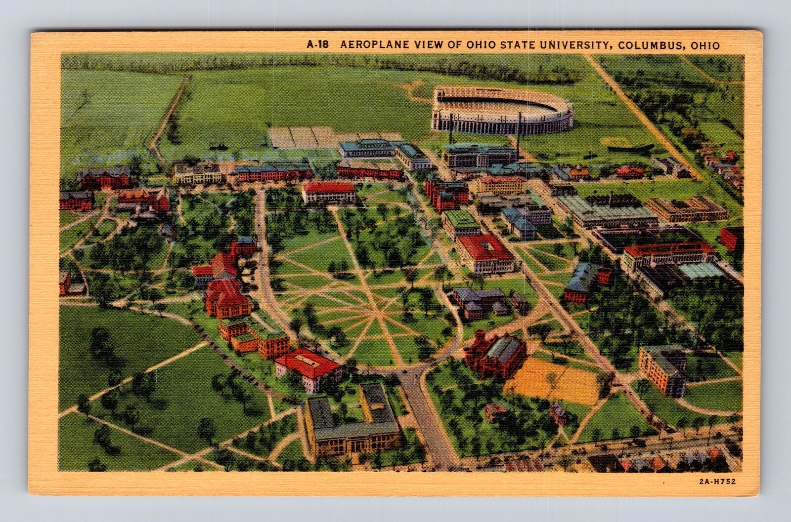 Columbus OH-Ohio, Aerial View Of Ohio State University Campus, Vintage Postcard