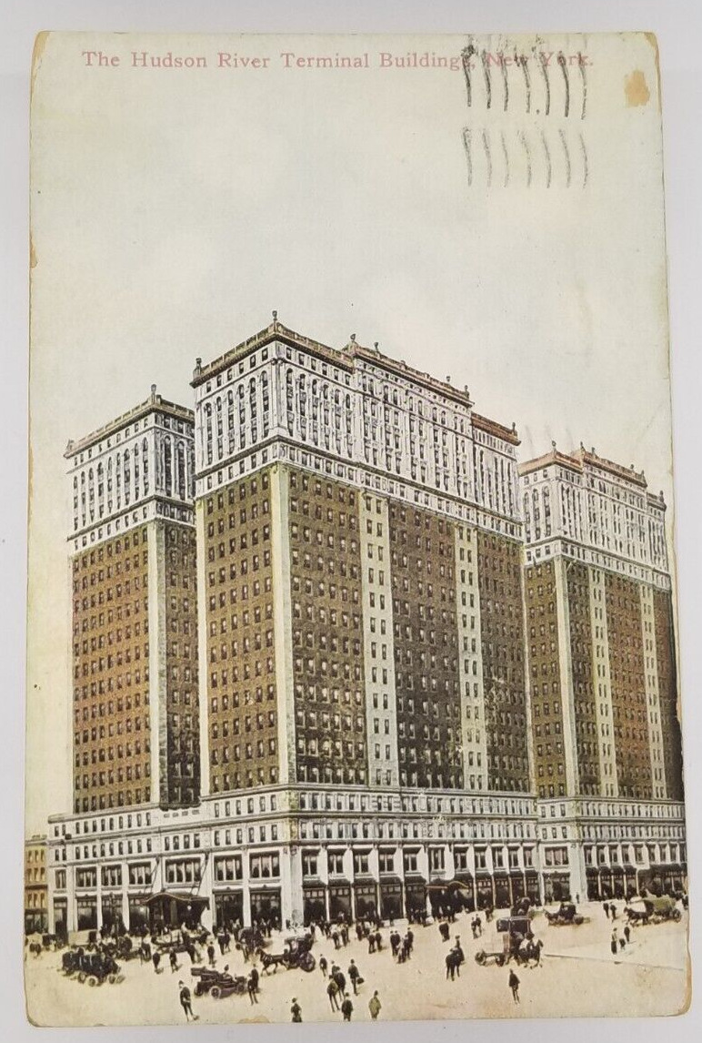 NEW YORK Hudson River Terminal Building Antique c1911 NY Postcard