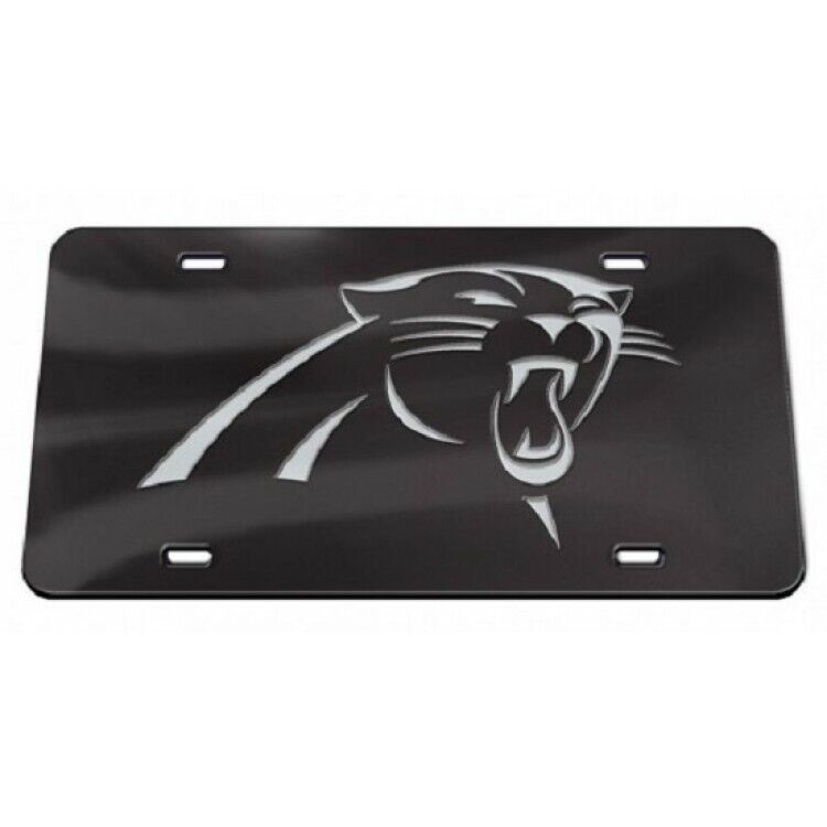 carolina panthers nfl football logo black crystal laser license plate usa made