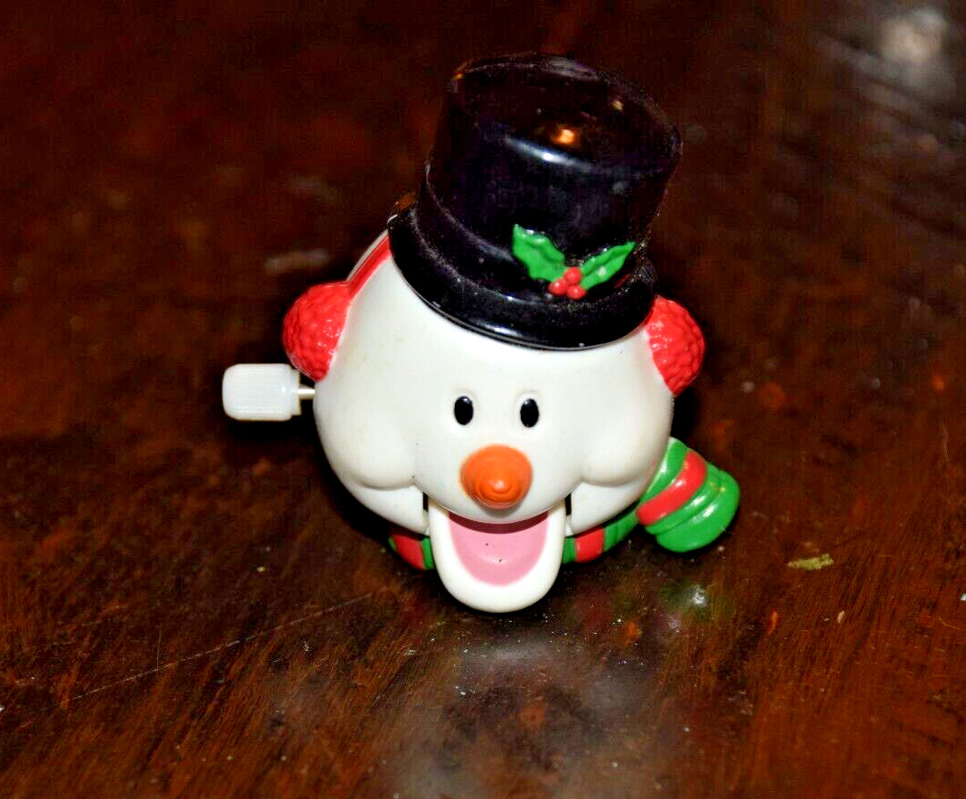 Russ Berrie Yuletide Yakkers Wind Up Snowman Head Vtg Christmas brooch