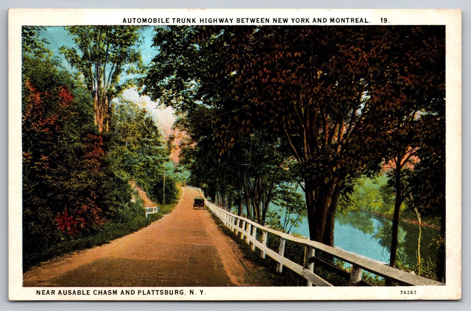 Automobile Trunk Highway btwn New York and Montreal Postcard. Plattsburg.