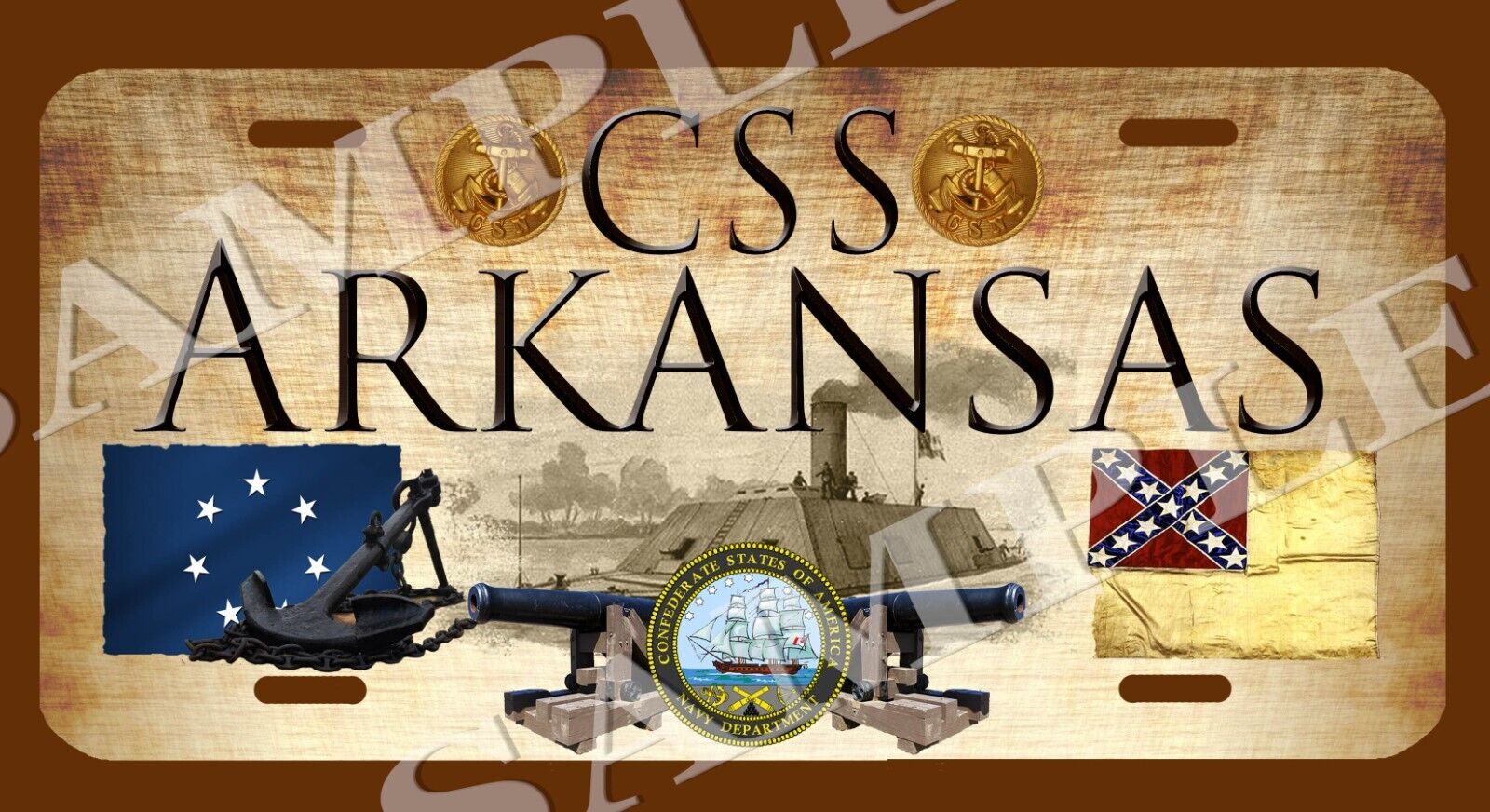 CSS Arkansas Confederate Naval American Civil War Themed vehicle license plate