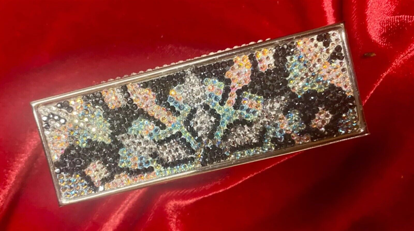 Judith Leiber Lipstick Case Snowflake Swarovski Crystals Gold Plated Mirror