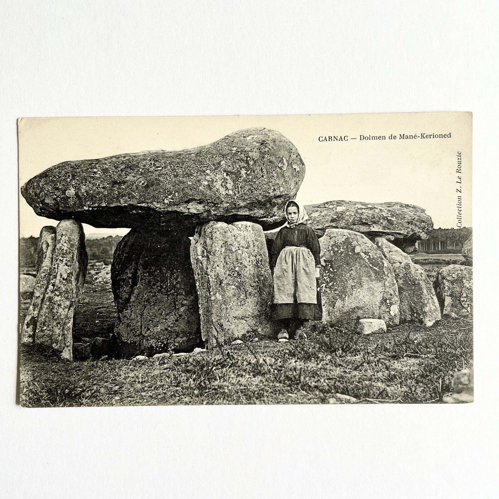 Dolmen de Mané Kerionned (Megalith) ~ Carnac FRANCE 1913 Postcard ~ Z. Le Rouzic