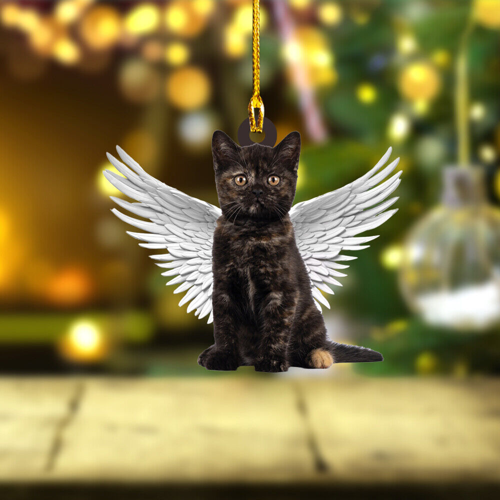 Tortie cat Angel Wings Christmas decor, Tortie cat memorial Ornament Xmas Gift