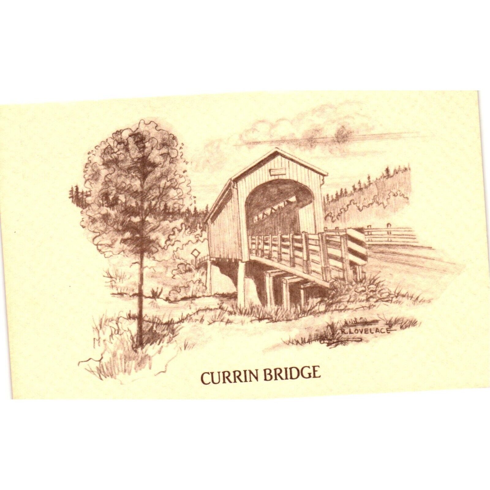 Oregon Cottage Grove Currin Covered Bridge Postcards Travel Souvenir Unposted
