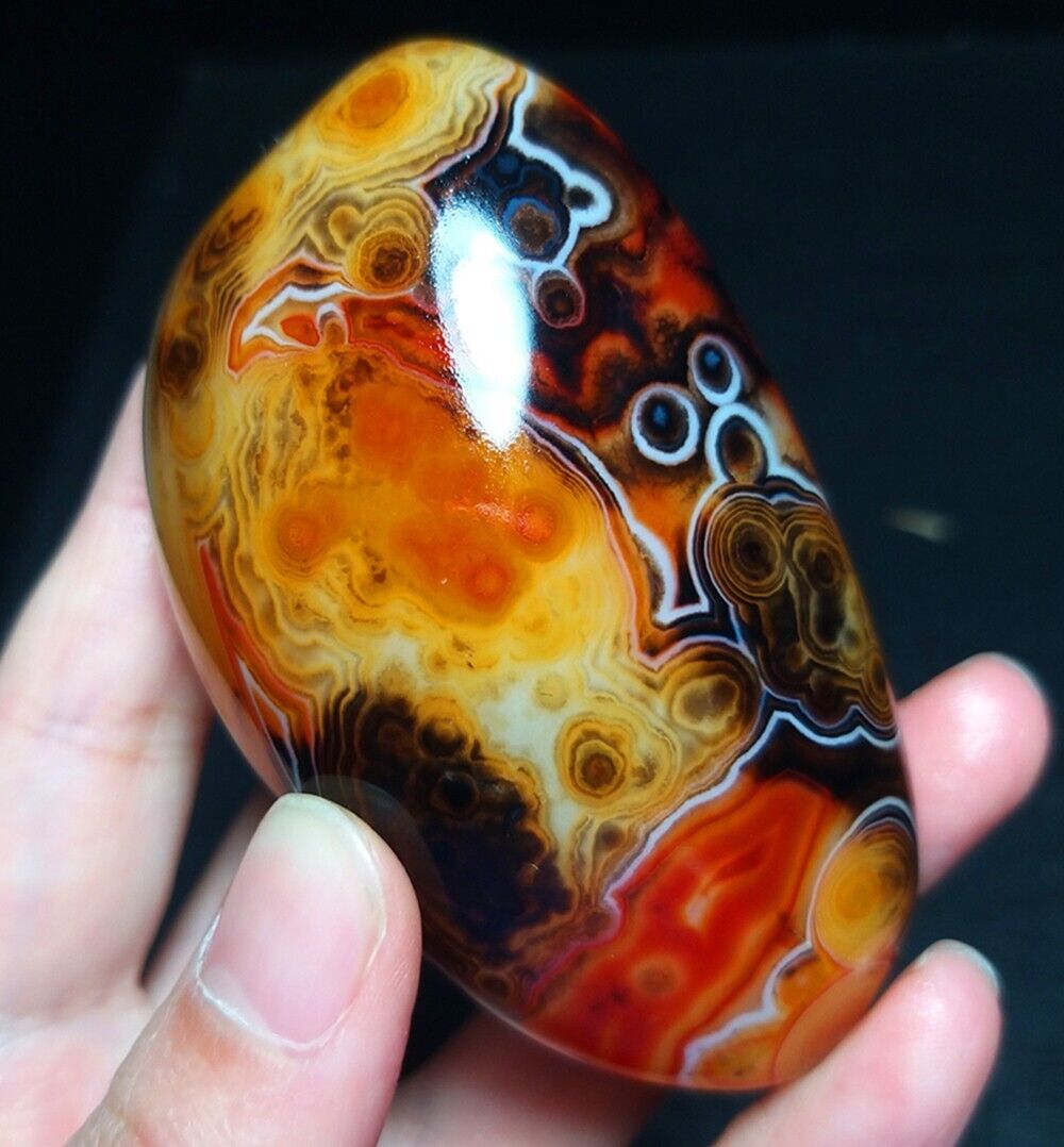 TOP 109G Natural Polished Silk Banded Lace Agate Crystal Stone Madagascar QC168