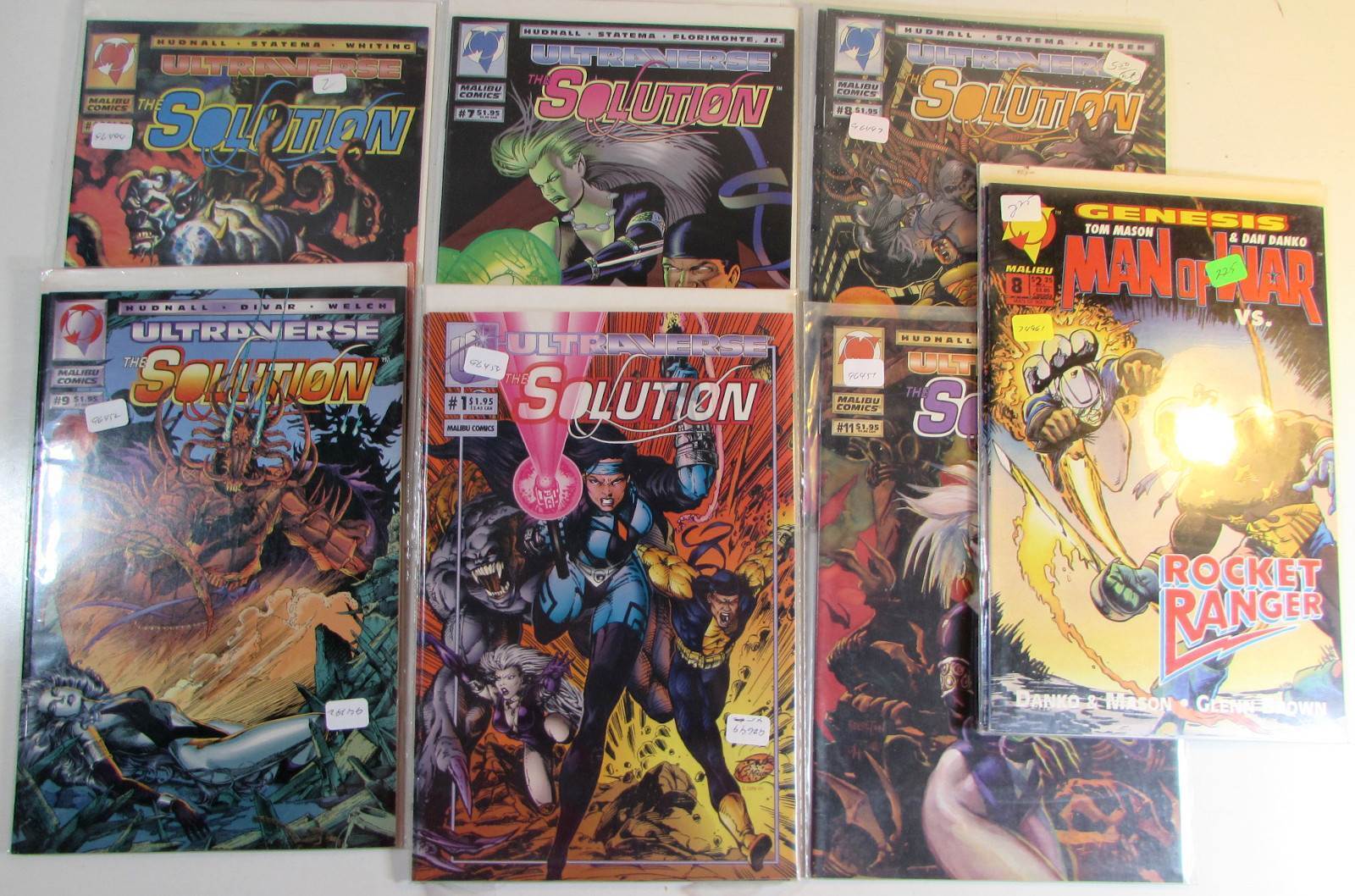 1994 Mixed Lot of 7 #Solution 1,7,8,9,10,11,Man of War 8 Malibu Comics