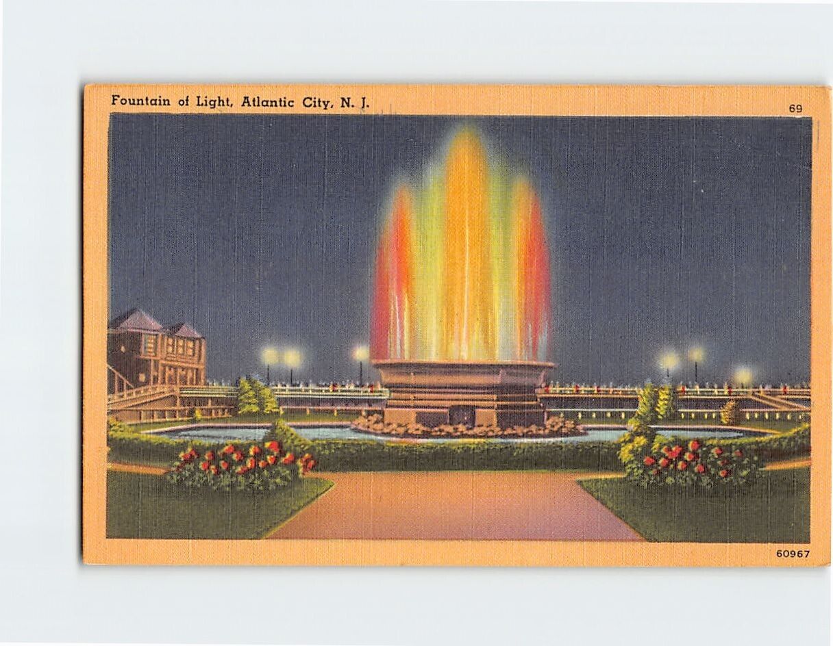 Postcard Fountain of Light, Atlantic City, New Jersey USA