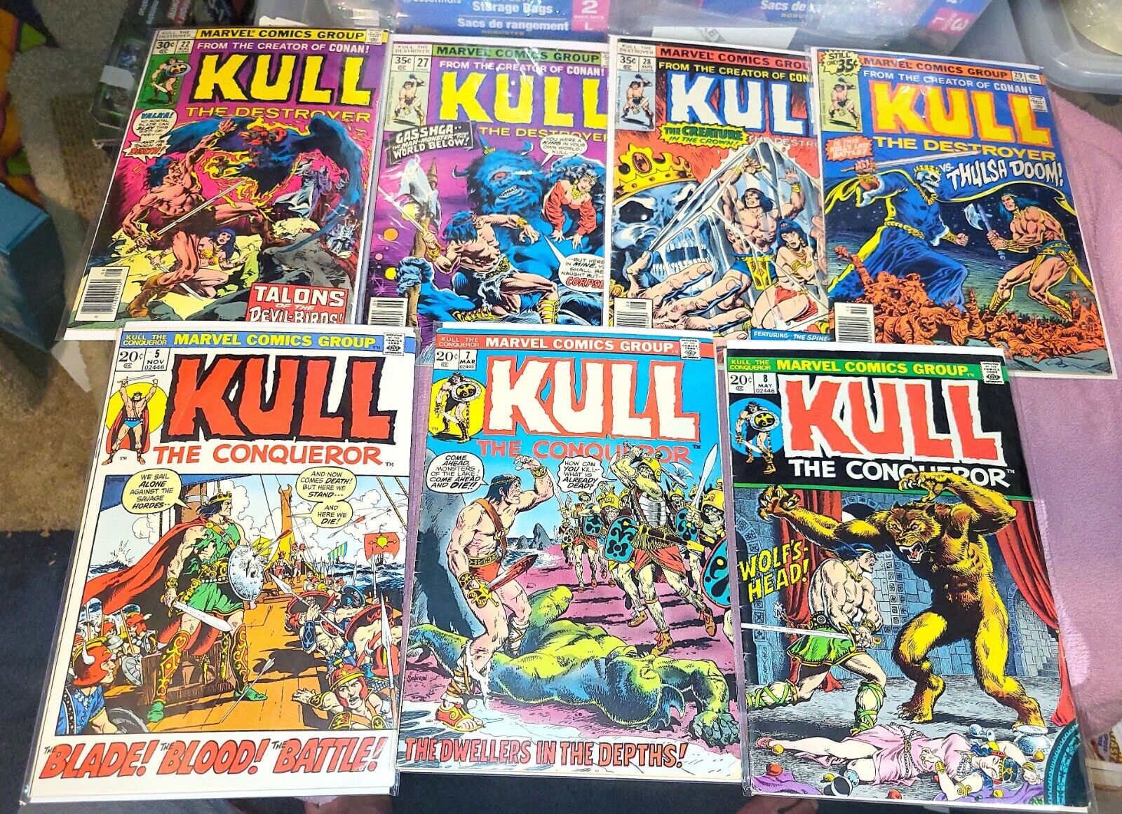 Kull The Conqueror/Destroyer Lot of 7 Vintage Issues 1970s Mid-Grade Conan