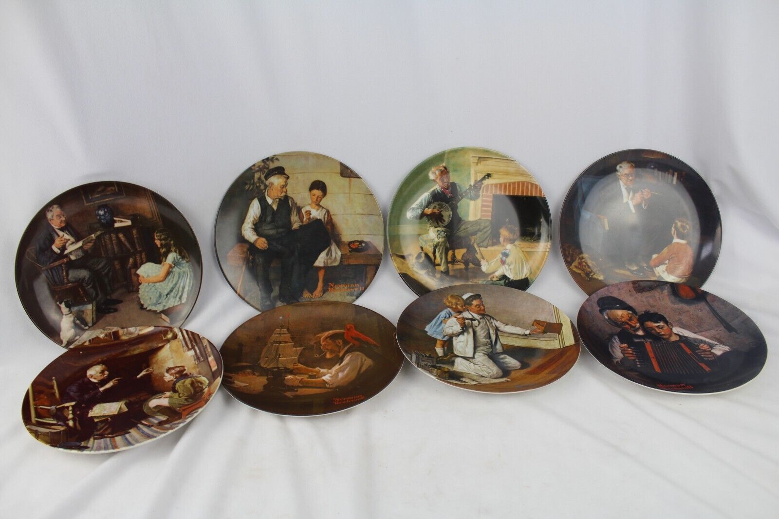 1854 Knowels Set of 8 Norman Rockwell Society Of America Plates