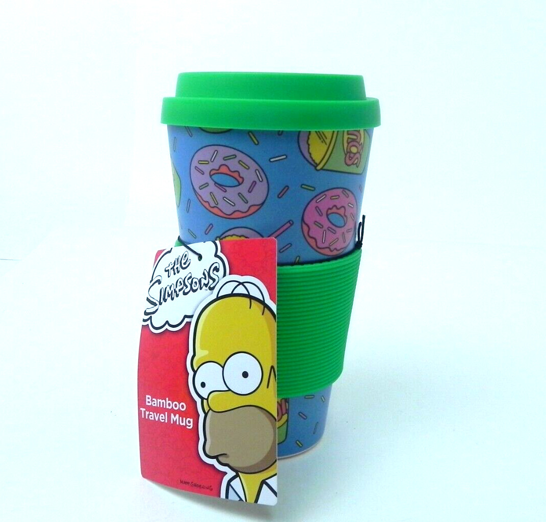 The Simpsons Donut Bamboo Travel Coffee Mug Cup - NEW