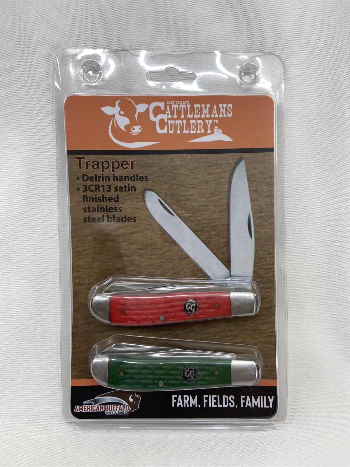 Pack of 2 Signature Trapper Folding Knifes Cattleman's Cutlery 3CR13 Stainless