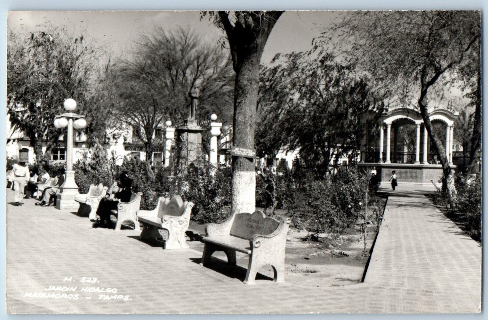 Matamoros Tamaulipas Mexico Postcard Hidalgo Garden c1950\'s RPPC Photo