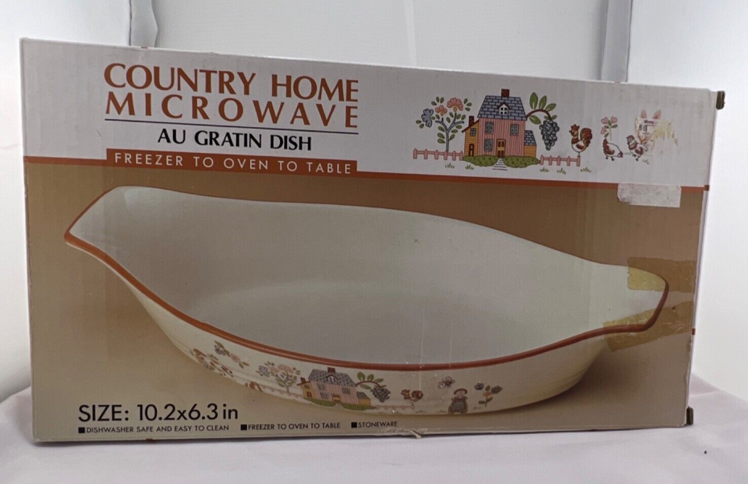 Country Home Microwave Au Gratin Dish 10.2 x 6.3 in